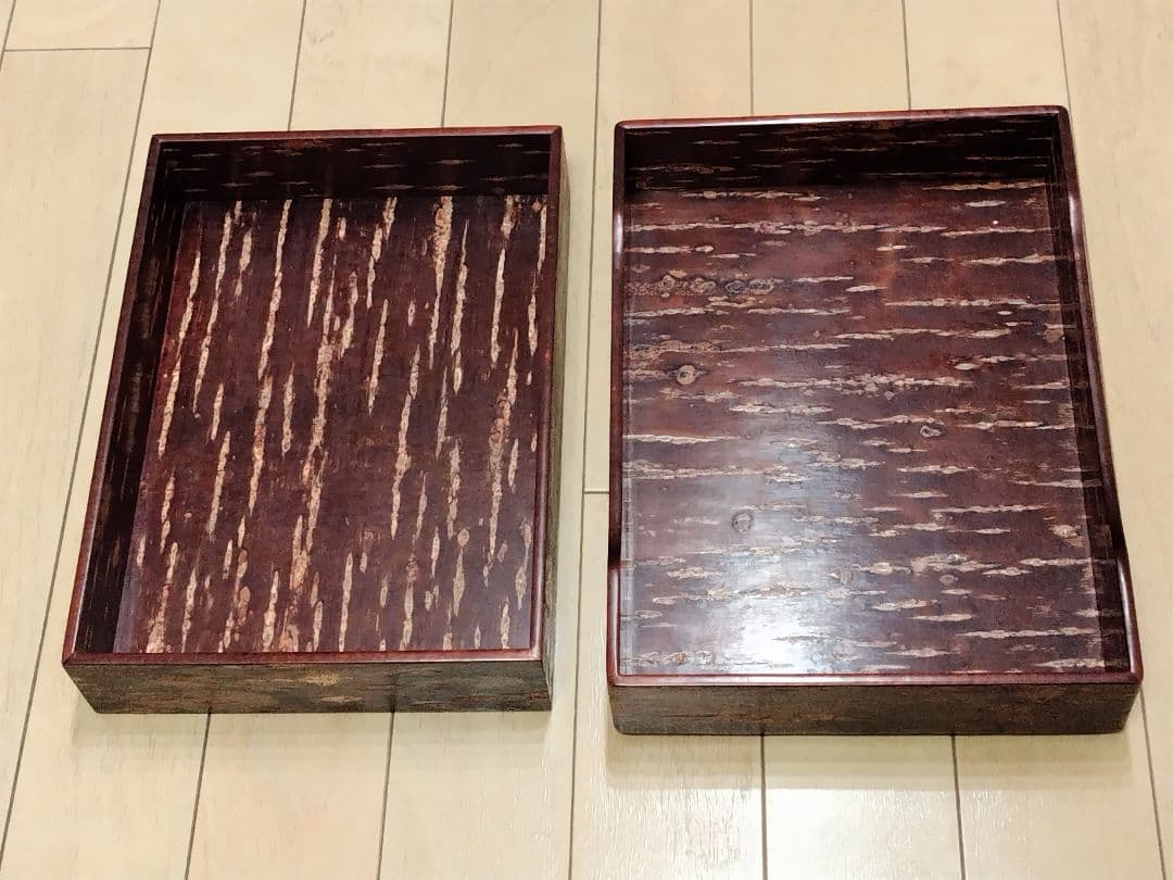 [未使用]【角館伝統工芸】樺細工 天然桜皮使用 文箱 高級小物入れ(幾何学模様)