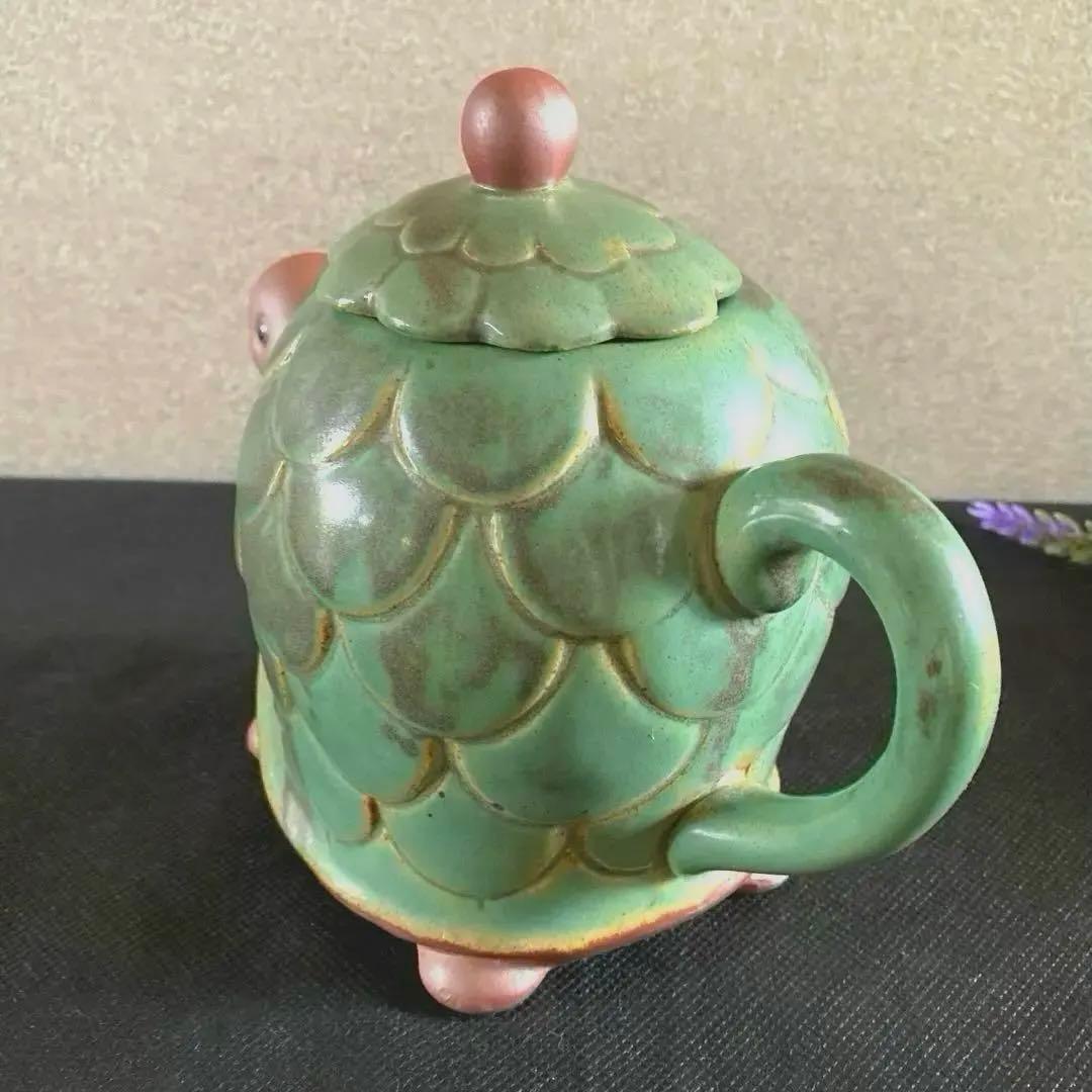 【未使用】ティーポット 亀　かしわ窯　瀬戸焼 急須 茶器　動物　カメ