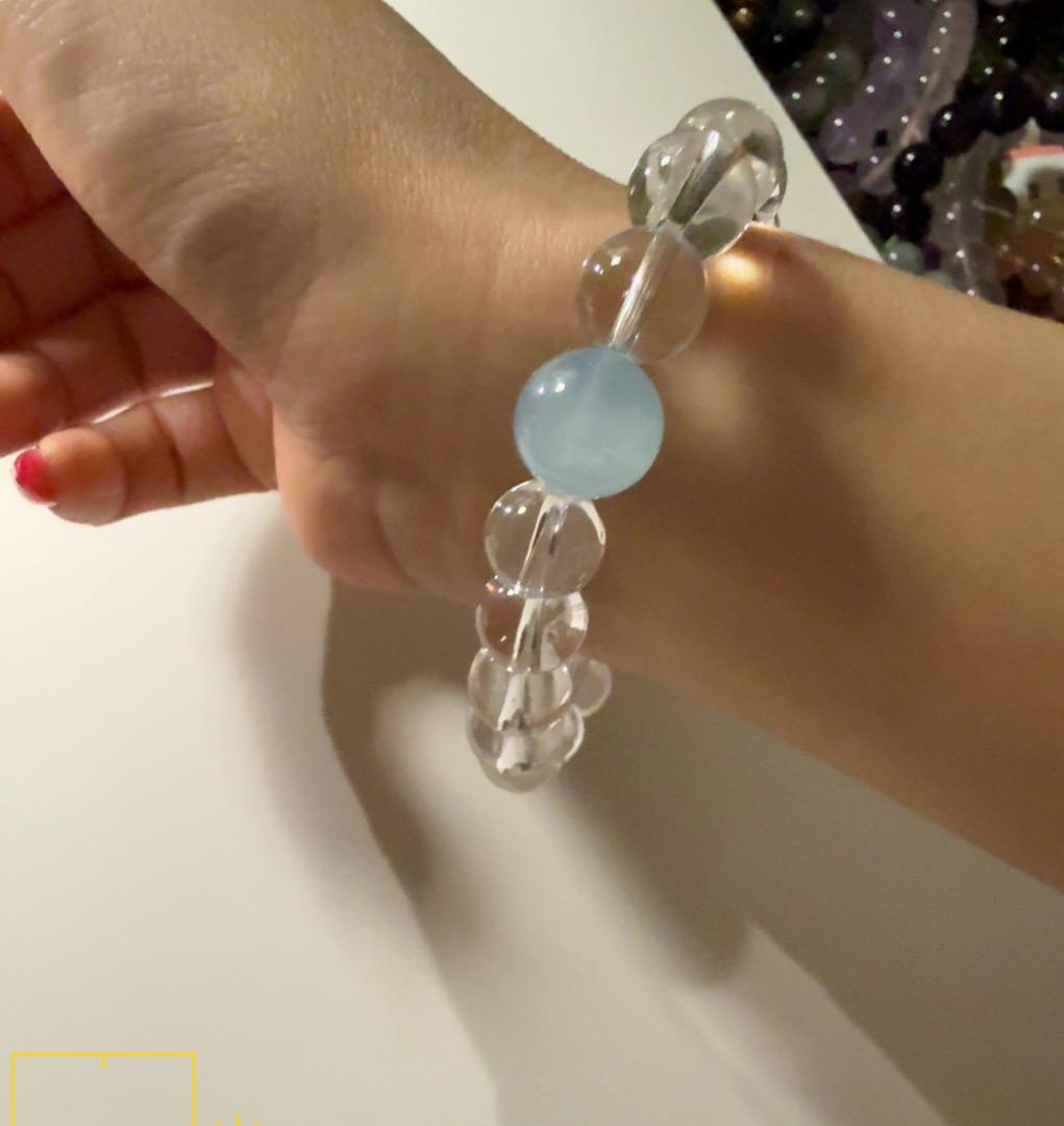 天然白水晶プラスアクアマリンブレスレット10mm