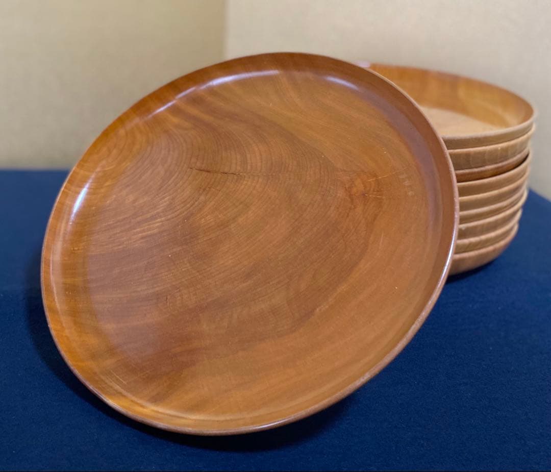 《レ》懐石 丸形膳10客 木製漆器 木箱　① 260324A5