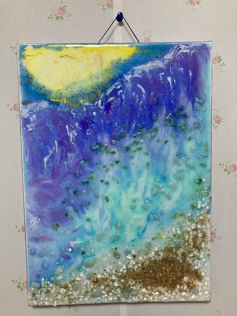 キラキラな海　天然石レジンアート
