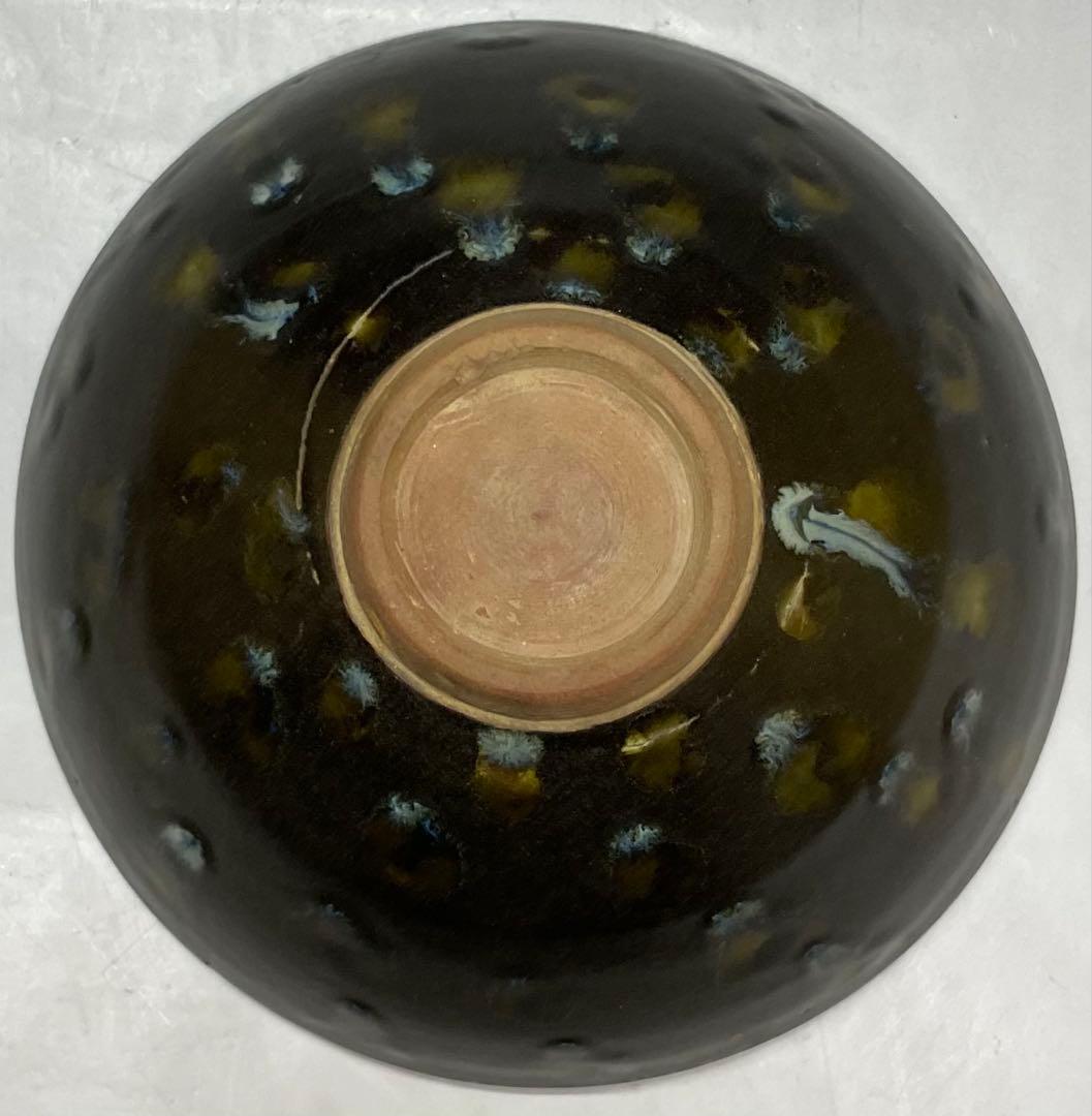 南宋　吉州窯　天目茶碗　見込鳳凰文　中国古陶磁器　茶碗箱(四方桟) 　d112