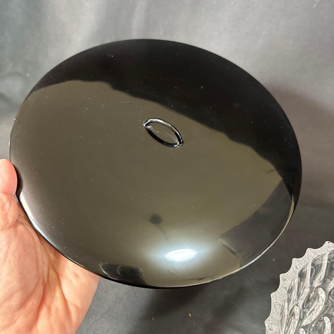 H74 送料無料　水指　ガラス水指　硝子　茶道具　茶室　塗蓋