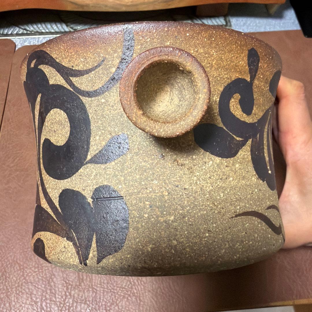 【新品】　沖縄やちむん　陶器　手描き　アイスペール　ワイン　シャンパンクーラー