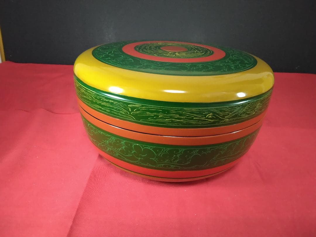 茶道具　独楽喰籠　菓子器 【独楽塗　漆塗唐物写し】　　　筑城筑良造