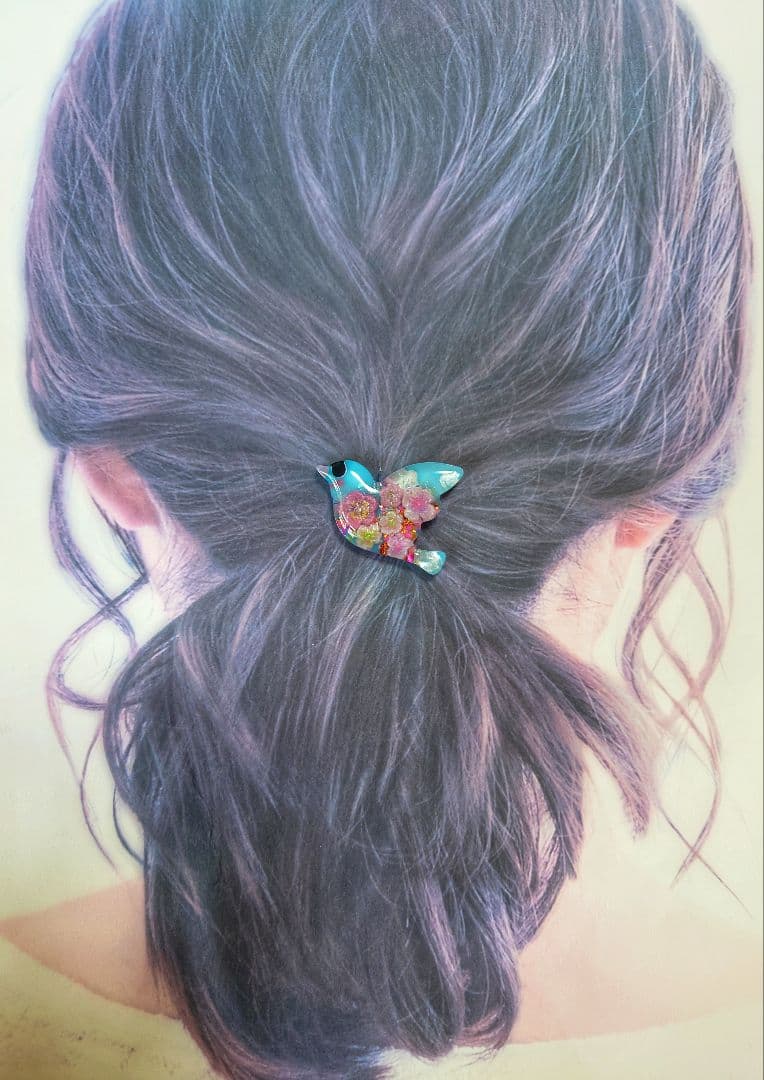 レジン　猫　鳥　ヘアゴム　ブローチ　ポニーフック　No.553