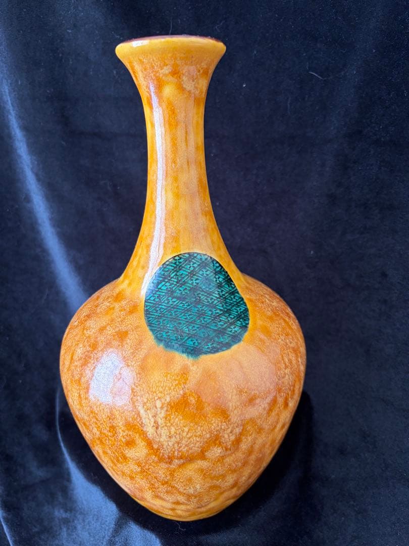 九古焼鶴浅蔵五十吉作の絵柄 陶器　陶印あり　高さ25cm現状品のみ整理品