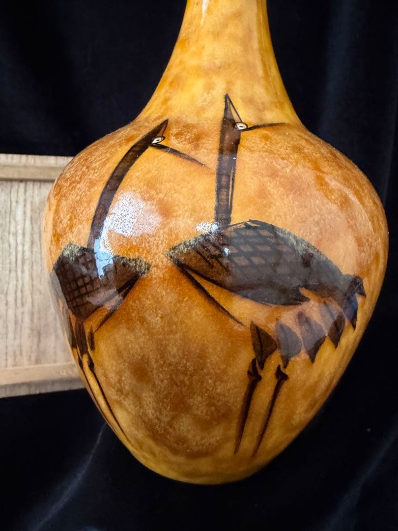 九古焼鶴浅蔵五十吉作の絵柄 陶器　陶印あり　高さ25cm現状品のみ整理品