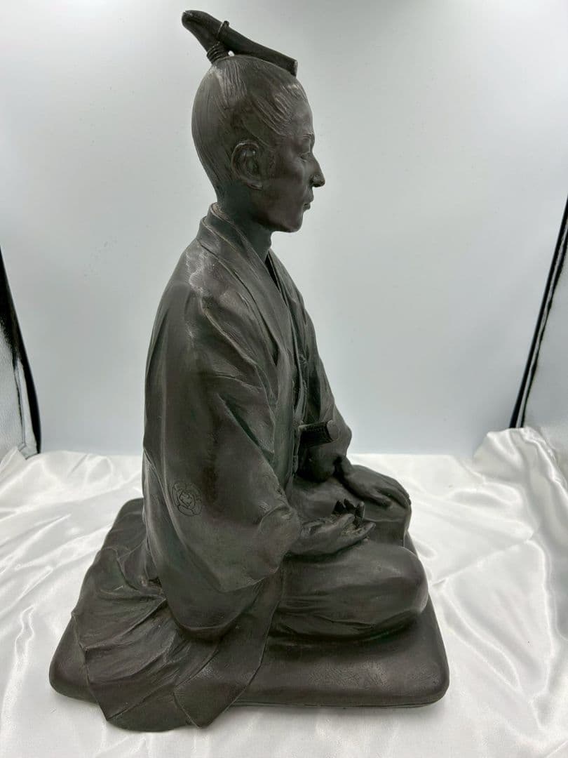 吉田松陰像 銅製 ブロンズ像 疋田雪洲作木彫像の細密写