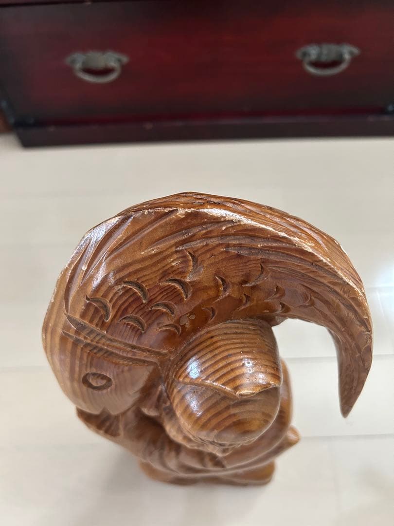 【大型47cm】恵比寿天 木彫り 像 置物 一刀彫 七福神 1.9kg