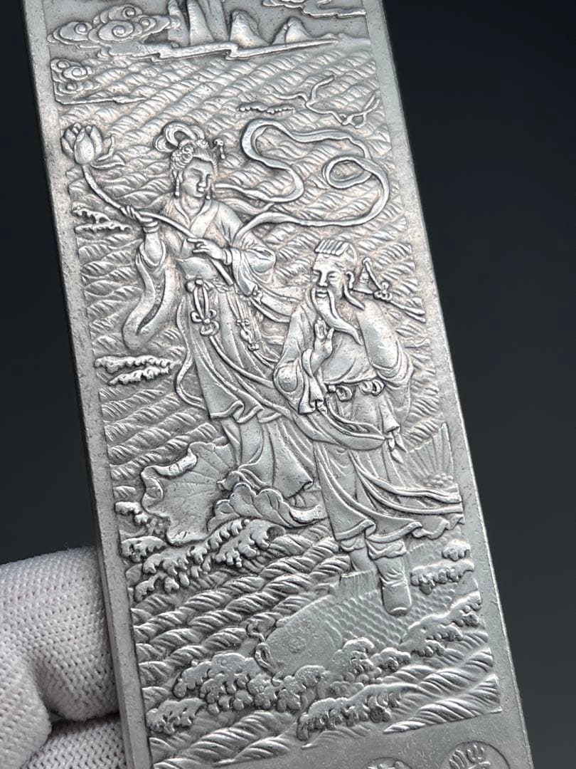 中国美術　4枚セット　文鎮　金属工芸　浮彫　刻印あり　厚重　コレクション