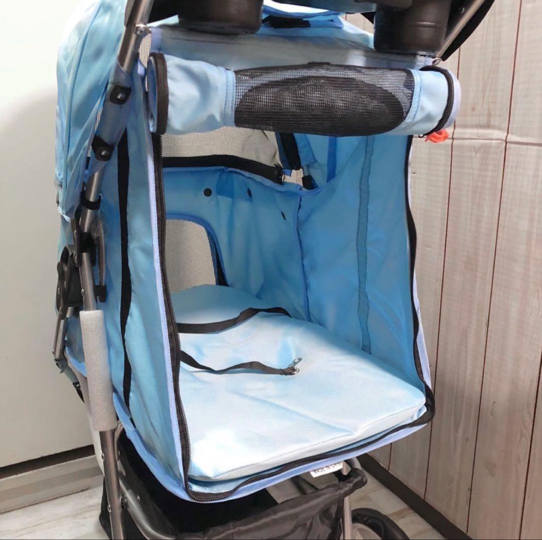 新品 ペットカート 三輪折り畳み 犬猫用ペットカート