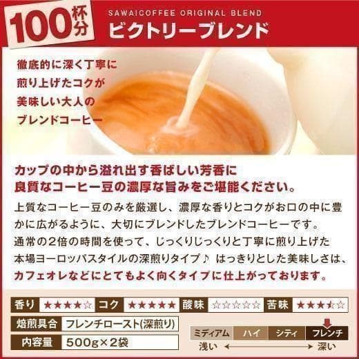 【新品・4袋】澤井珈琲 ビクトリーブレンド 約200杯分 中挽き 粉 珈琲 焙煎