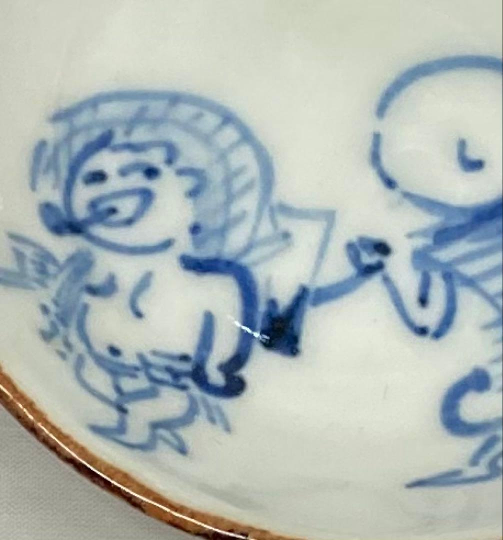B575b 森和作「仙厓禅画小皿」5枚　共箱　森陶房　砥部焼　愛媛