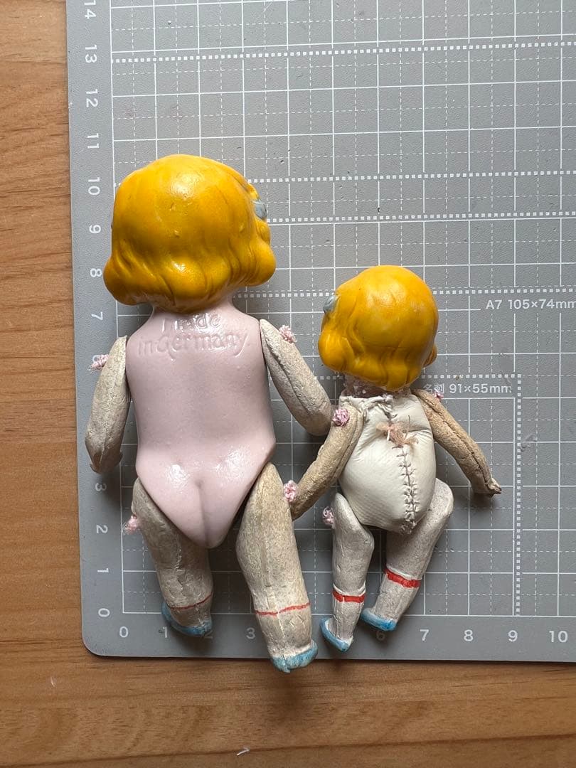 【リメイク】ドイツ製 ビスクドールヘッド＋ハンドメイドボディ10cm8cm ペア
