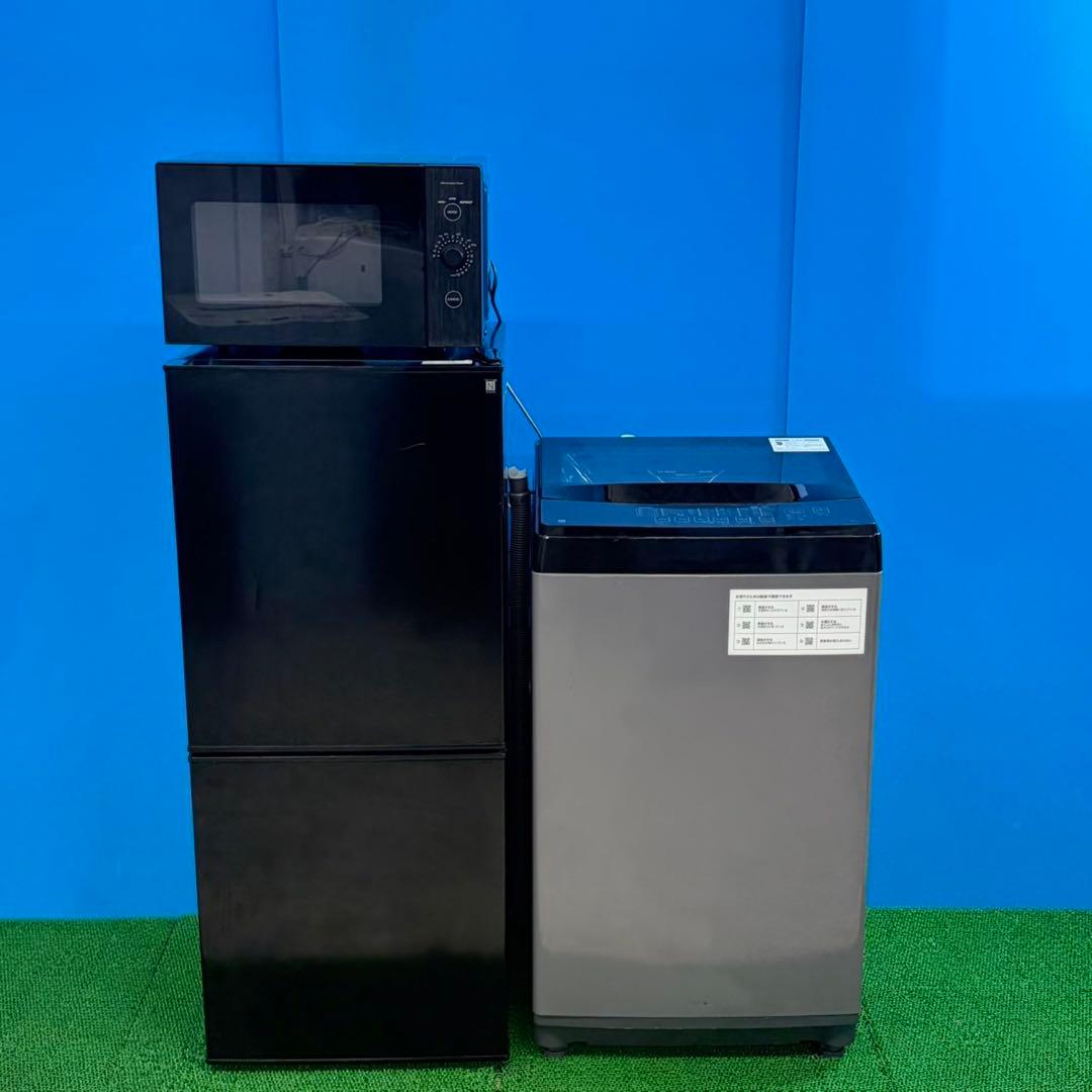 844 スタイリッシュブラック！！冷蔵庫　洗濯機　電子レンジ　セット　小型　単身