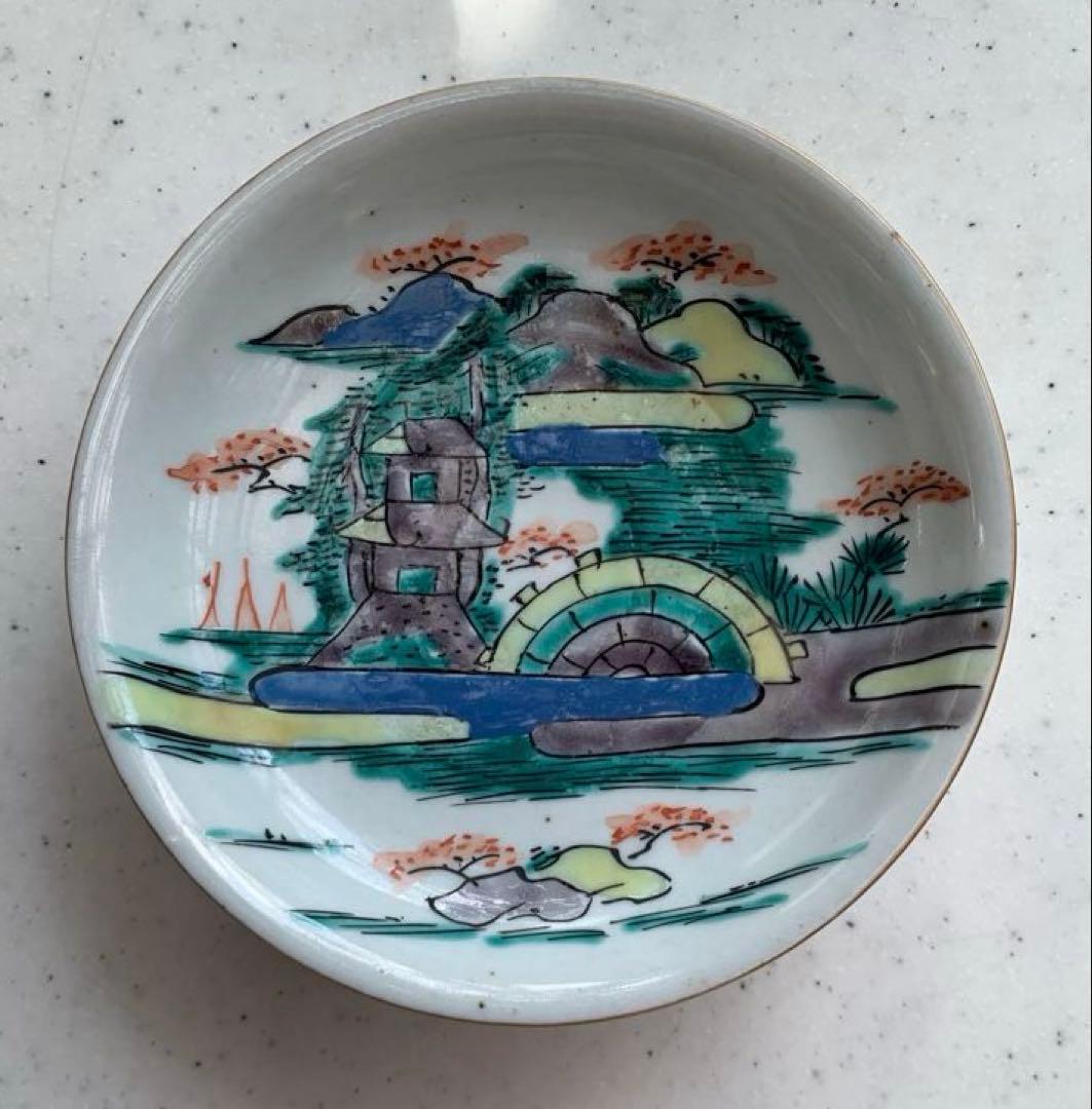 希少　薩摩　平佐焼　色絵小皿