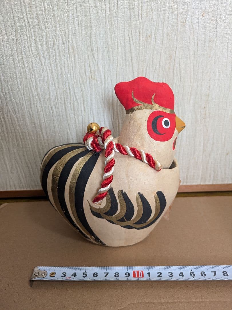 【招福】干支・張り子のニワトリ（富久酉4号）／首振り人形　手作り工芸品