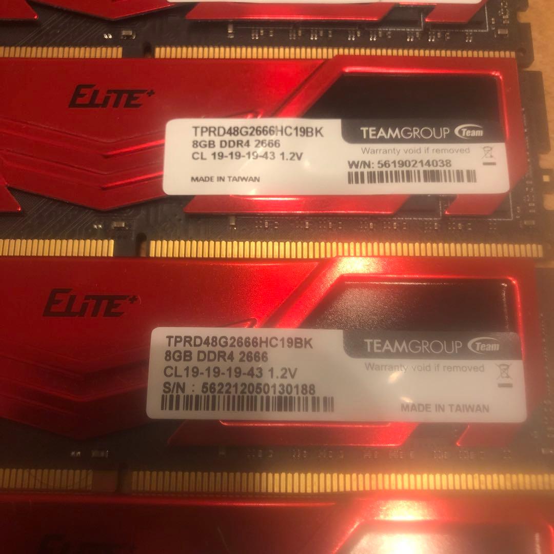 TEAMGROUP Elite 8GB DDR4 2666MHzメモリ4枚セット