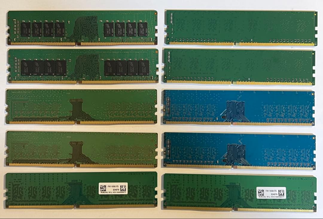 DDR4 デスクトップ用メモリ10枚セット 16GB2枚+8GB6枚+4GB2枚