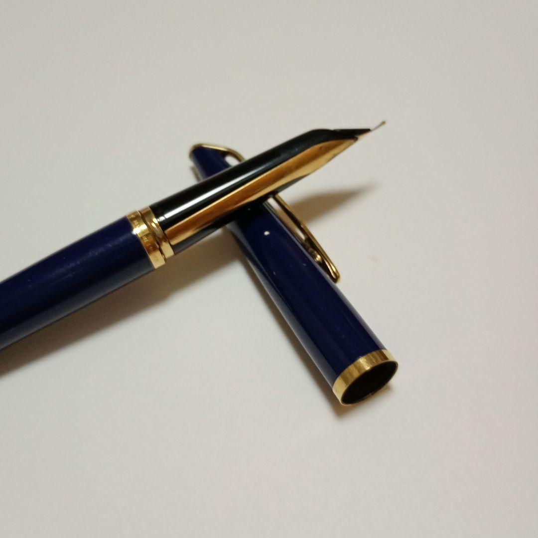 ウォーターマン CF 18K 万年筆　ネイビー キャップ式　中古品　レトロ
