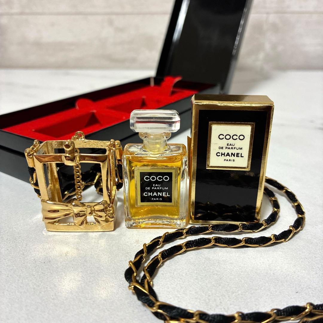 新品未使用 シャネル ココ オードパルファム チェーンネックレス 4ml リボン