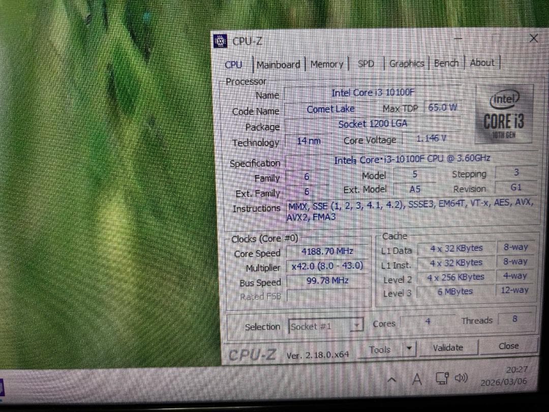 【ジャンク扱い】Intel Core i3-10100F