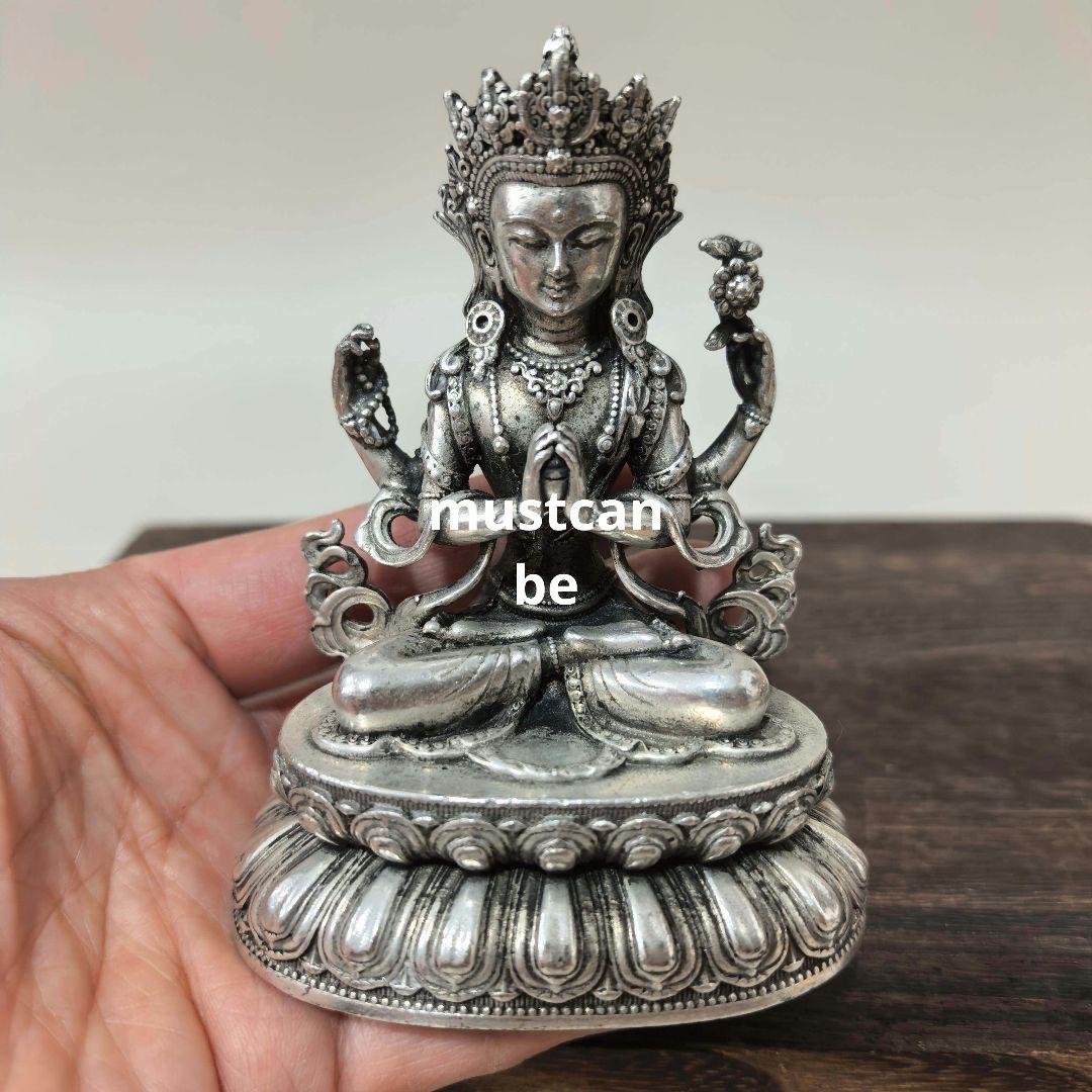 銅製 仏像 四臂観音菩薩像 仏教文化 工芸品 置物