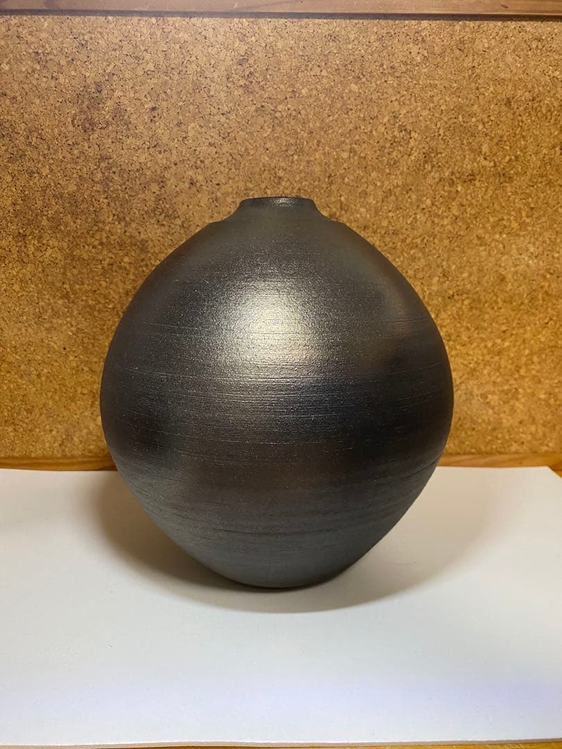 【名品・共箱付】大谷焼 矢野款一 作 「燻焼 壺」 花瓶 徳島県無形文化財保持者