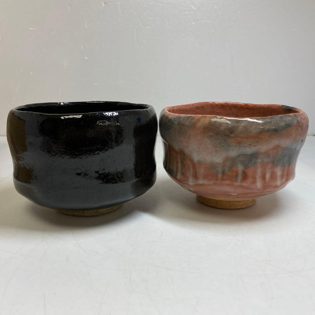 専用☆茶3 佐々木昭楽　赤茶碗　黒茶碗　一双 共箱 東S8-0325③