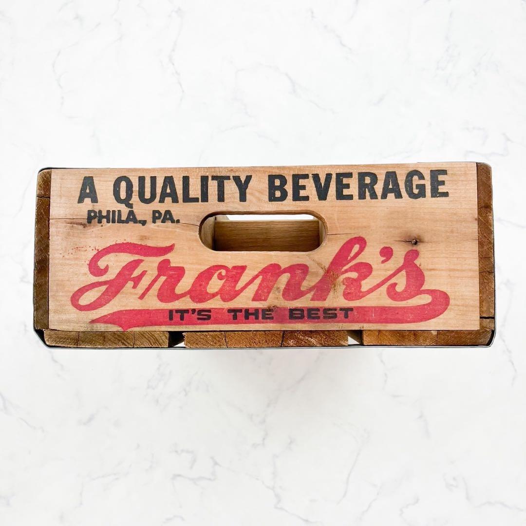 希少 ヴィンテージ アメリカ Frank's 木製ドリンクケース ボトルケース