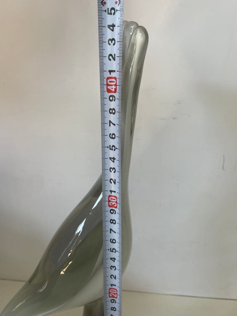 アートガラス 白鳥 スワン オブジェ ガラス彫刻 サイン入 高さ約44.5cm