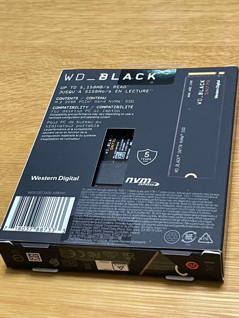 WD Black SN770 1TB NVMe SSD 新品未開封