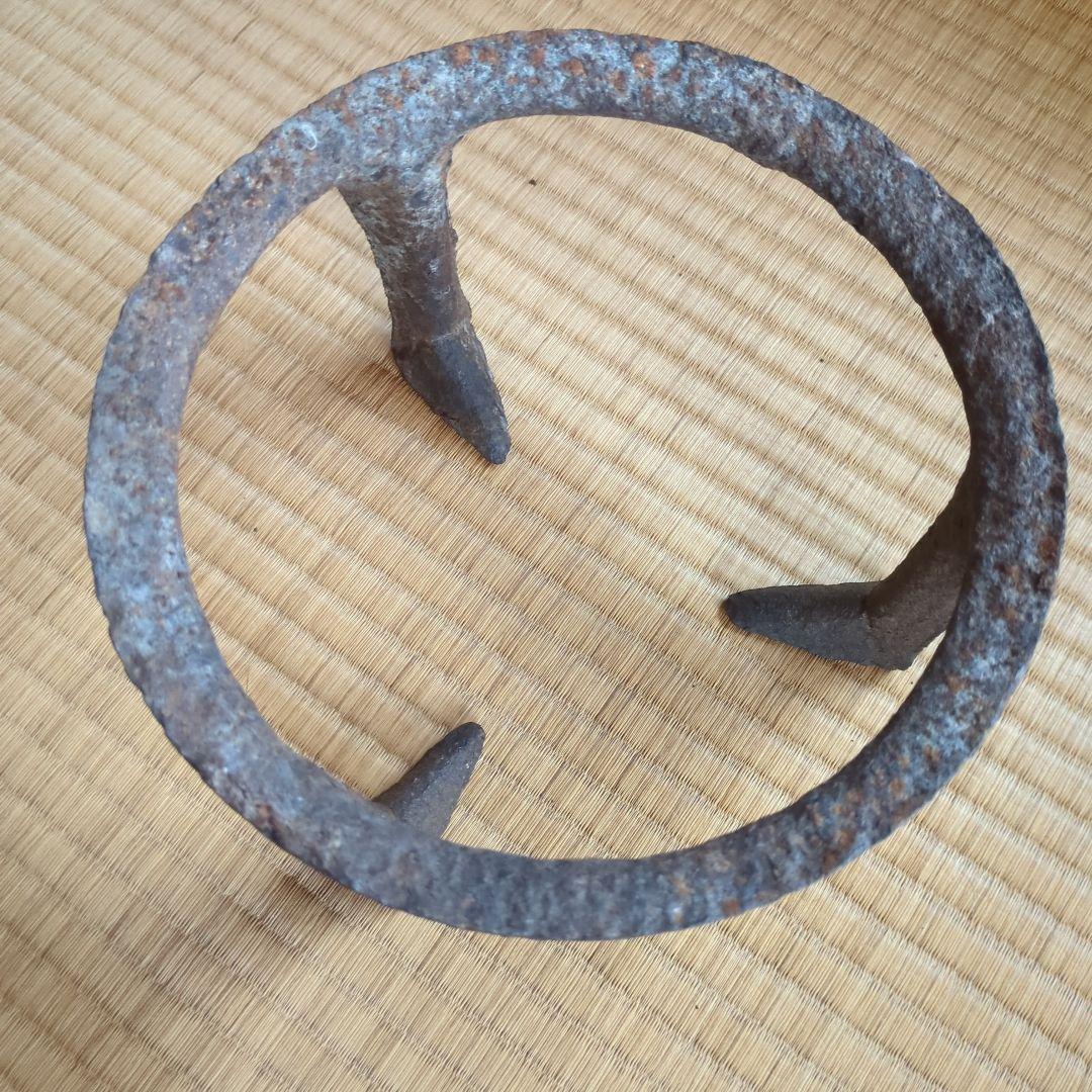 伝統的な茶道具 金属製器具　法蓮炉五徳　大西道也箱書き有り　骨董品
