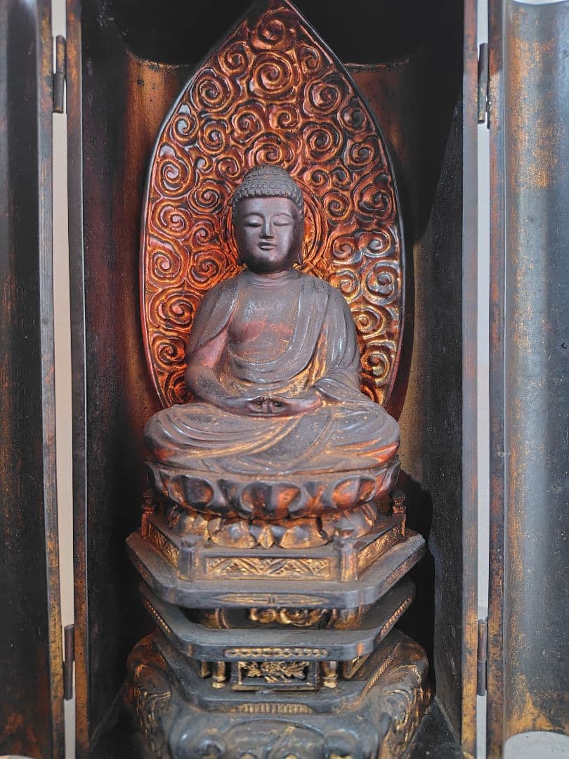 木彫　仏像　時代　厨子付き