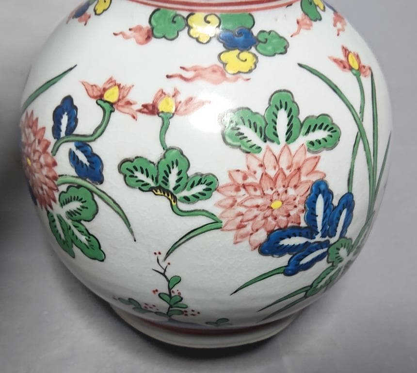 コレクター収集品　明　万歴年間　（1573～1619年）五彩色絵花鳥文瓶