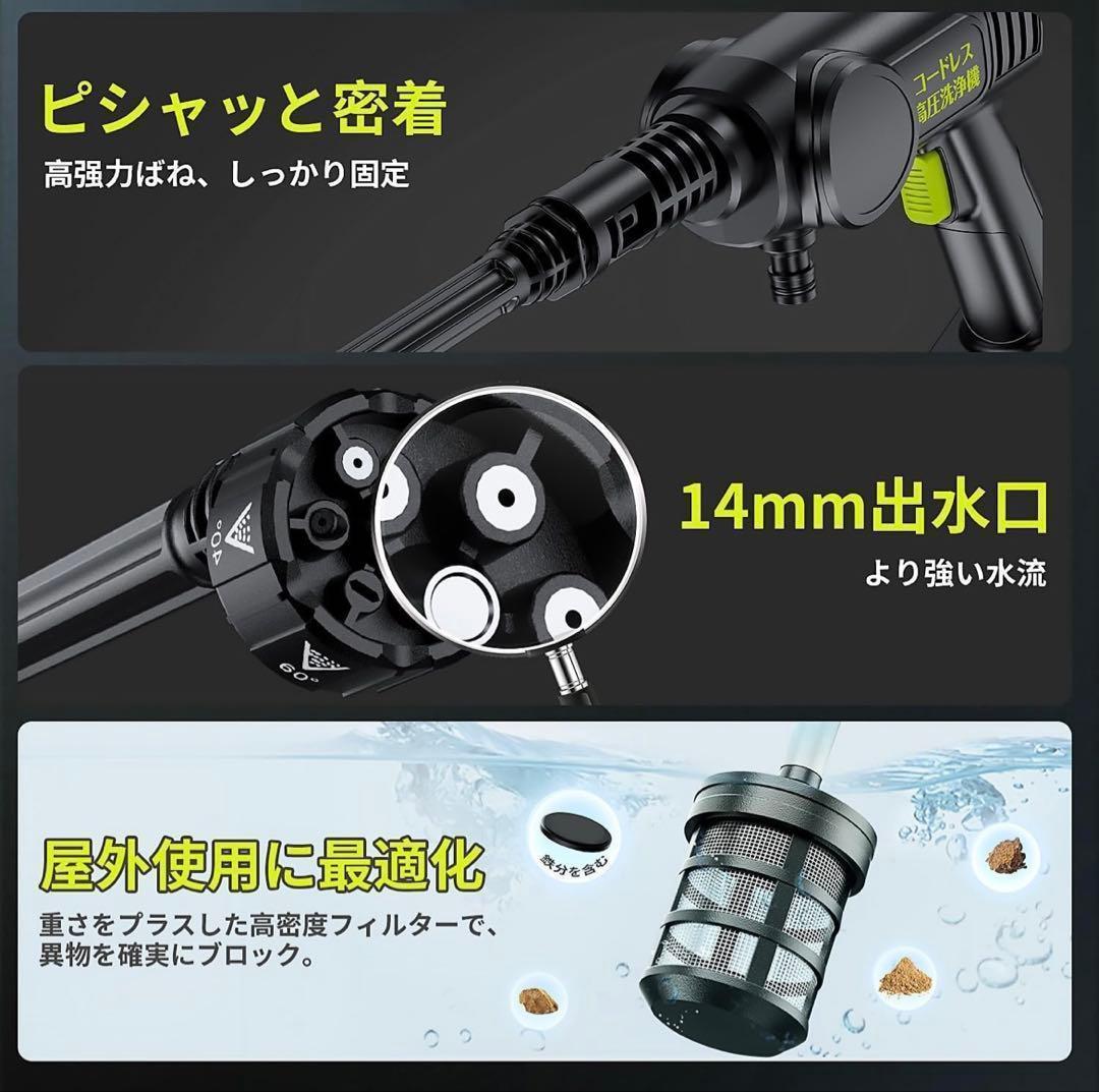 高圧洗浄機 コードレス 充電式 家庭用 洗車 多機能 洗車機 高圧洗浄器 軽量