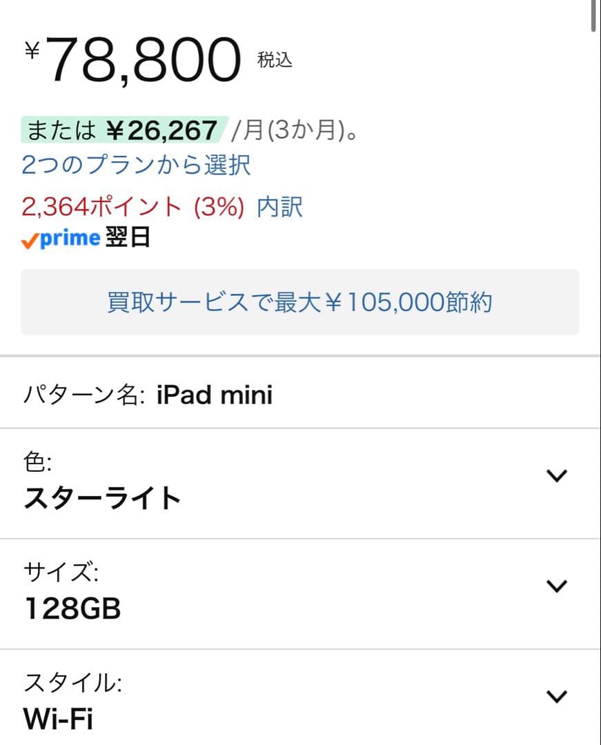iPad mini 7 Wi-Fi 128GB バッテリー100% ケース付