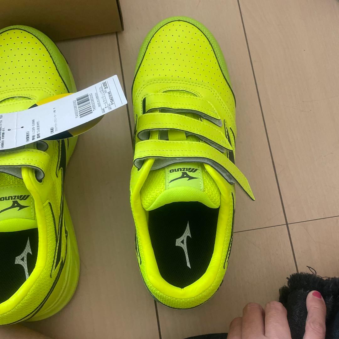 Mizuno 蛍光イエロー スニーカー ベルクロ