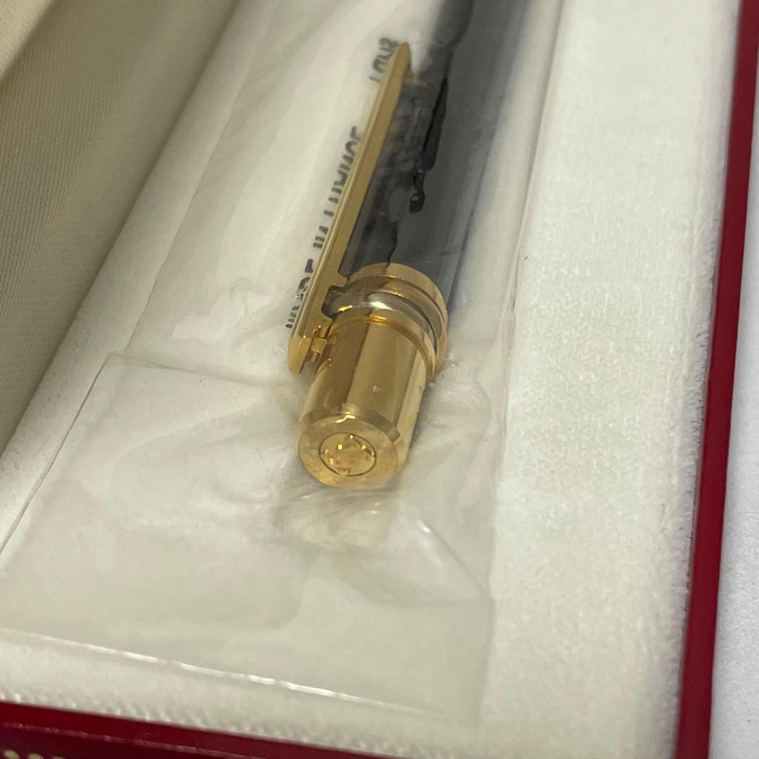Must de cartierマストドゥカルティエ金色トリニティ黒ボールペン箱付