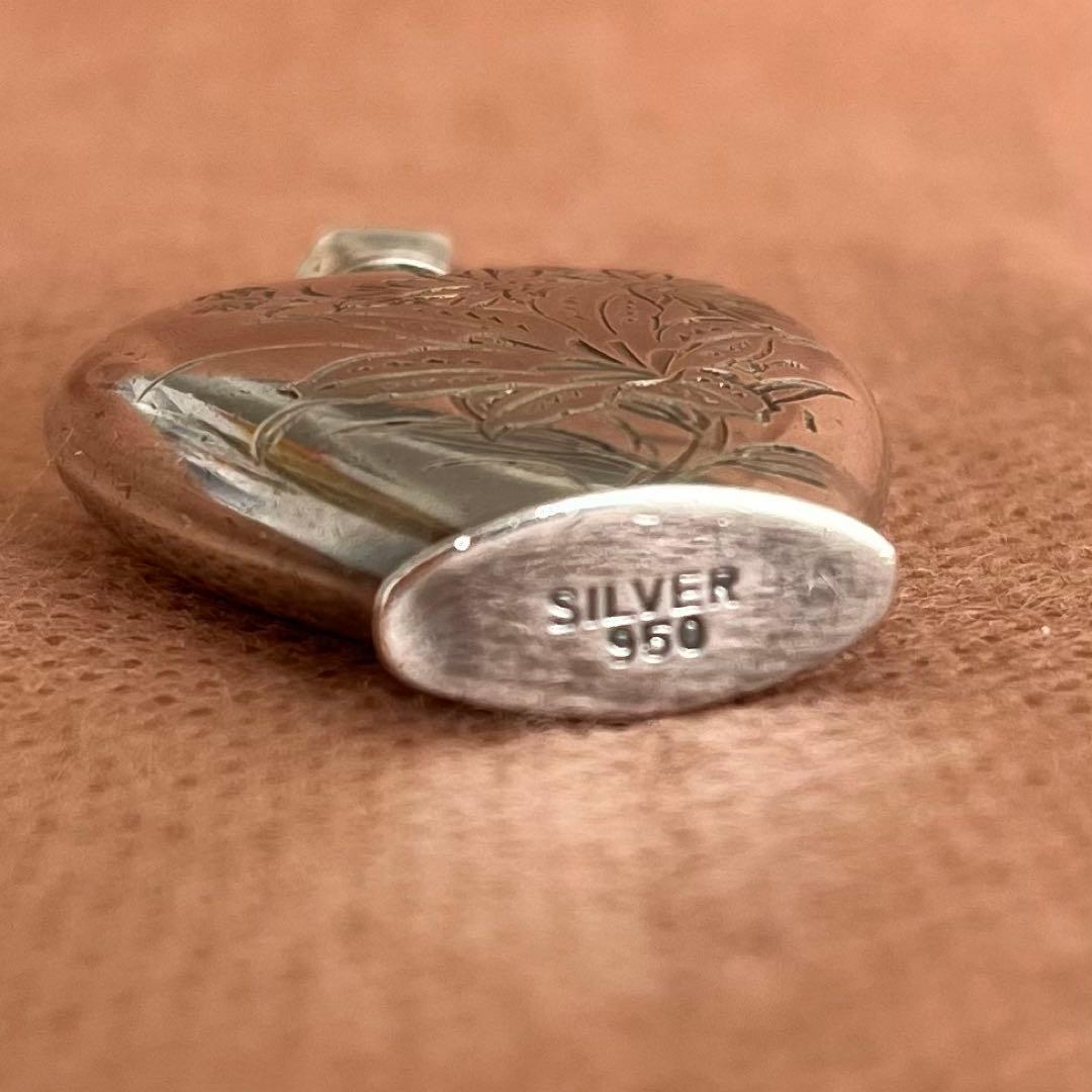 銀製 香水瓶 花の彫刻 SILVER 950