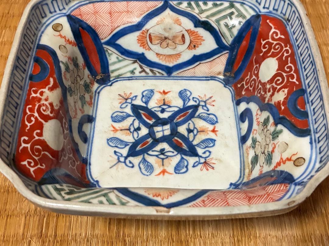 古伊万里 伊万里 色絵 金彩 四角鉢 小鉢 小皿 豆皿 三点 まとめて 時代物
