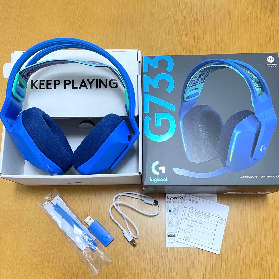 美品 ブルーLogicool G733 ゲーミングヘッドセット　ワイヤレス