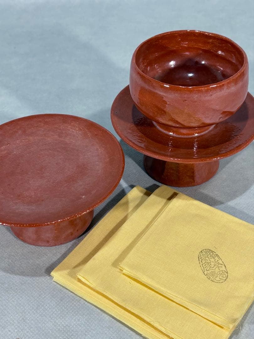 利休忌　三具足 掛軸 具足台 天目茶碗 天目台 高坏 美品 共箱　茶道 送料込