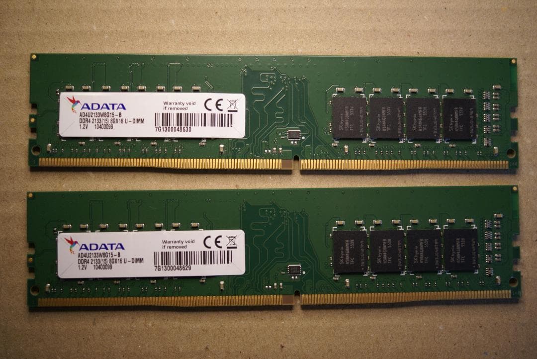 動検認済みADATAメモリ DDR4-2133 16GB(8GBx2)