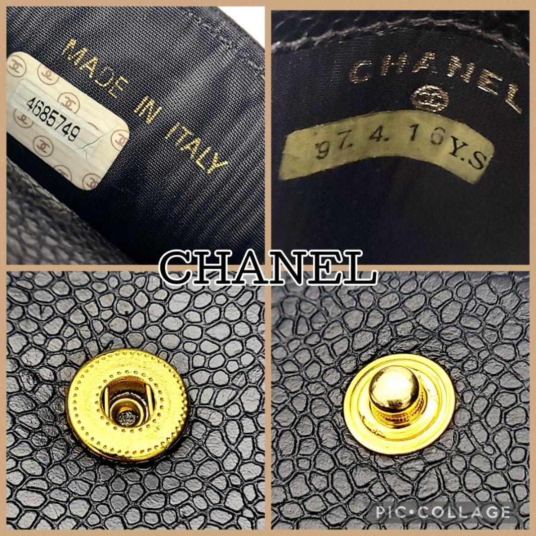 極美品 CHANEL シャネル キャビアスキン メガネケース シール 4番台