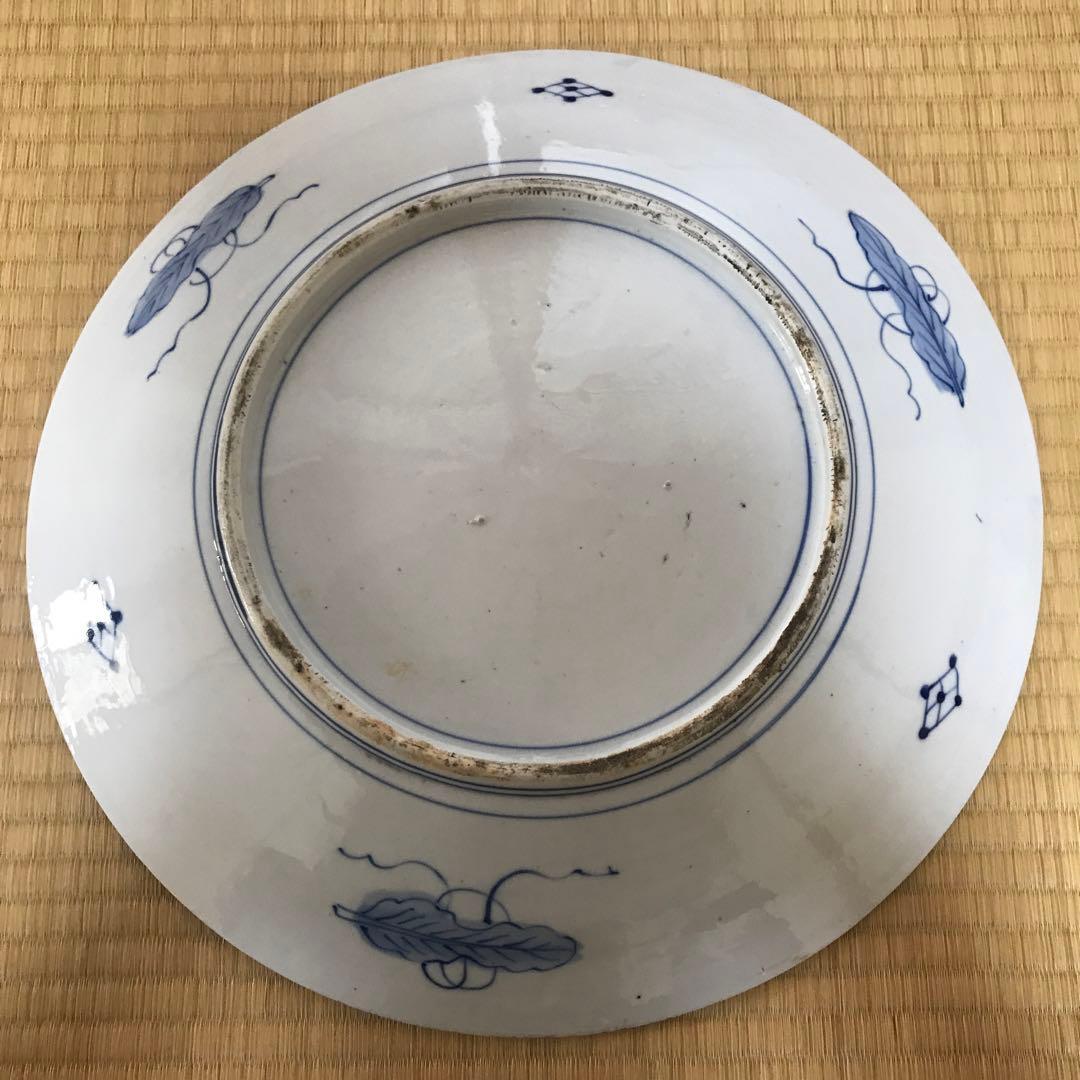 青白磁染付松竹梅鳥柄約40センチ大皿