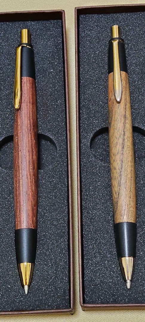 野原工芸似 ボナンペン✕2本 シャープペン ホンジュラス、神代欅 真鍮金具