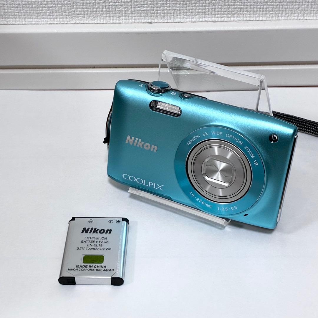 【美品】Nikon ニコン COOLPIX S3300 ブルー デジカメ