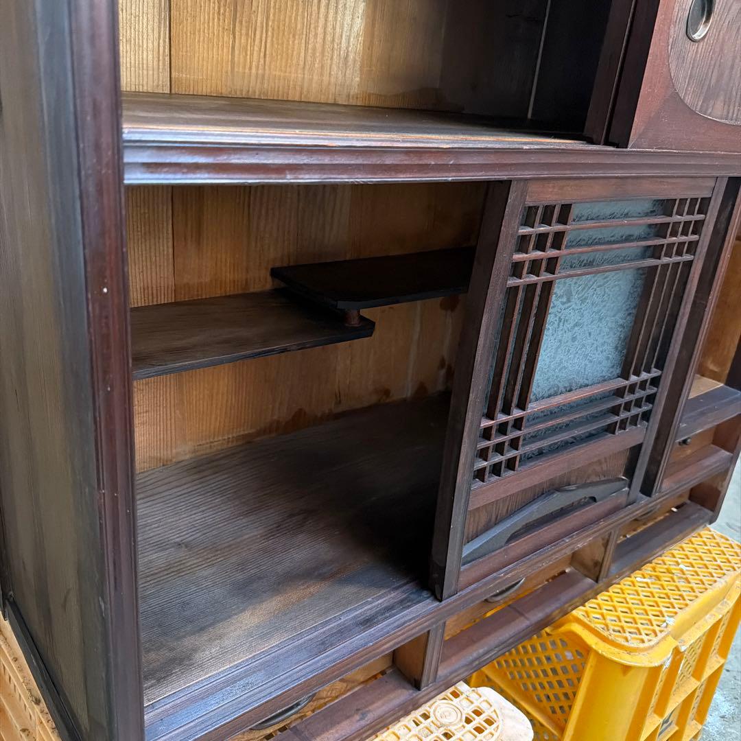 【アンティーク】木製 天然木 茶棚 飾り棚 時代家具　清掃済み
